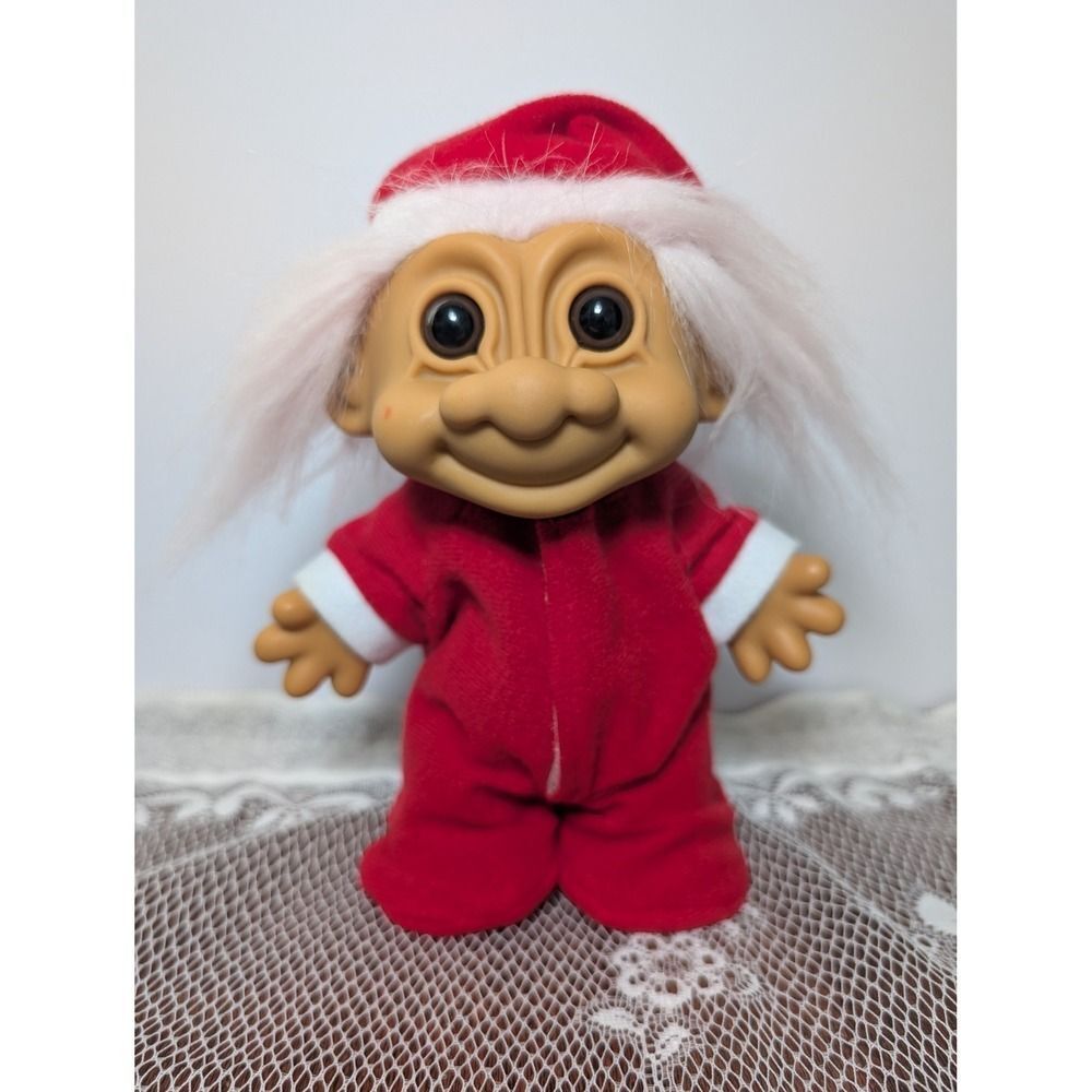 Vintage Russ Troll Santa Claus Pajamas 8" PJs White Hair Christmas Hat NICE!!! - Picture 1 of 5